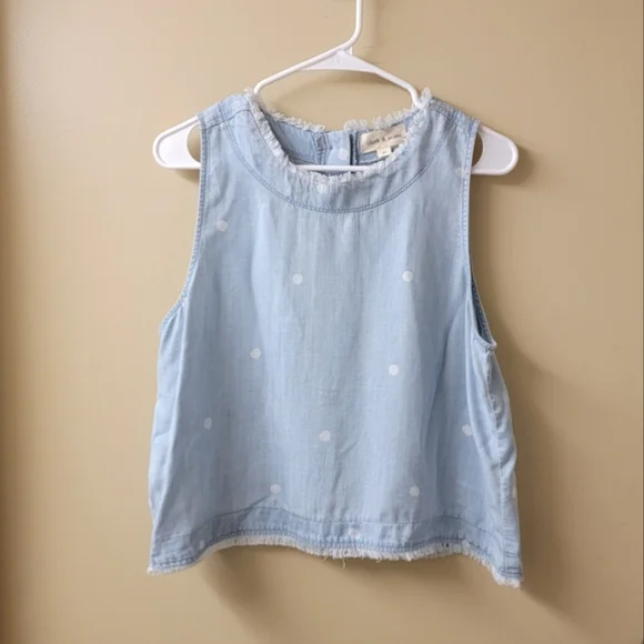 Anthropologie Cloth & Stone Polka Dot Chambray Button Back Tank Top Size Medium - Picture 3 of 7